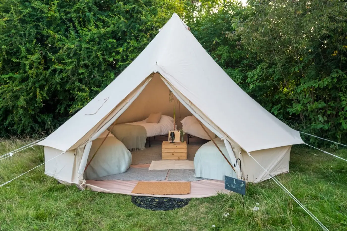 A Luxury tent with rugs and cushions